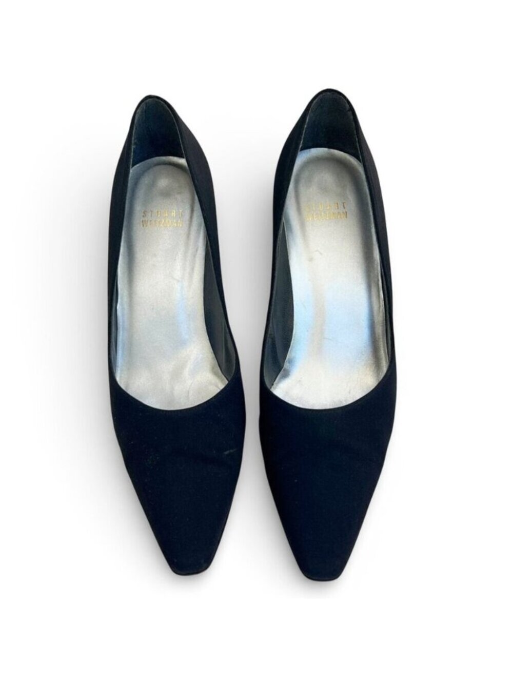 Vintage Y2K Stuart Weitzman Black Crepe Pointed Toe Pump Heels Classic Cocktail - Picture 11 of 12